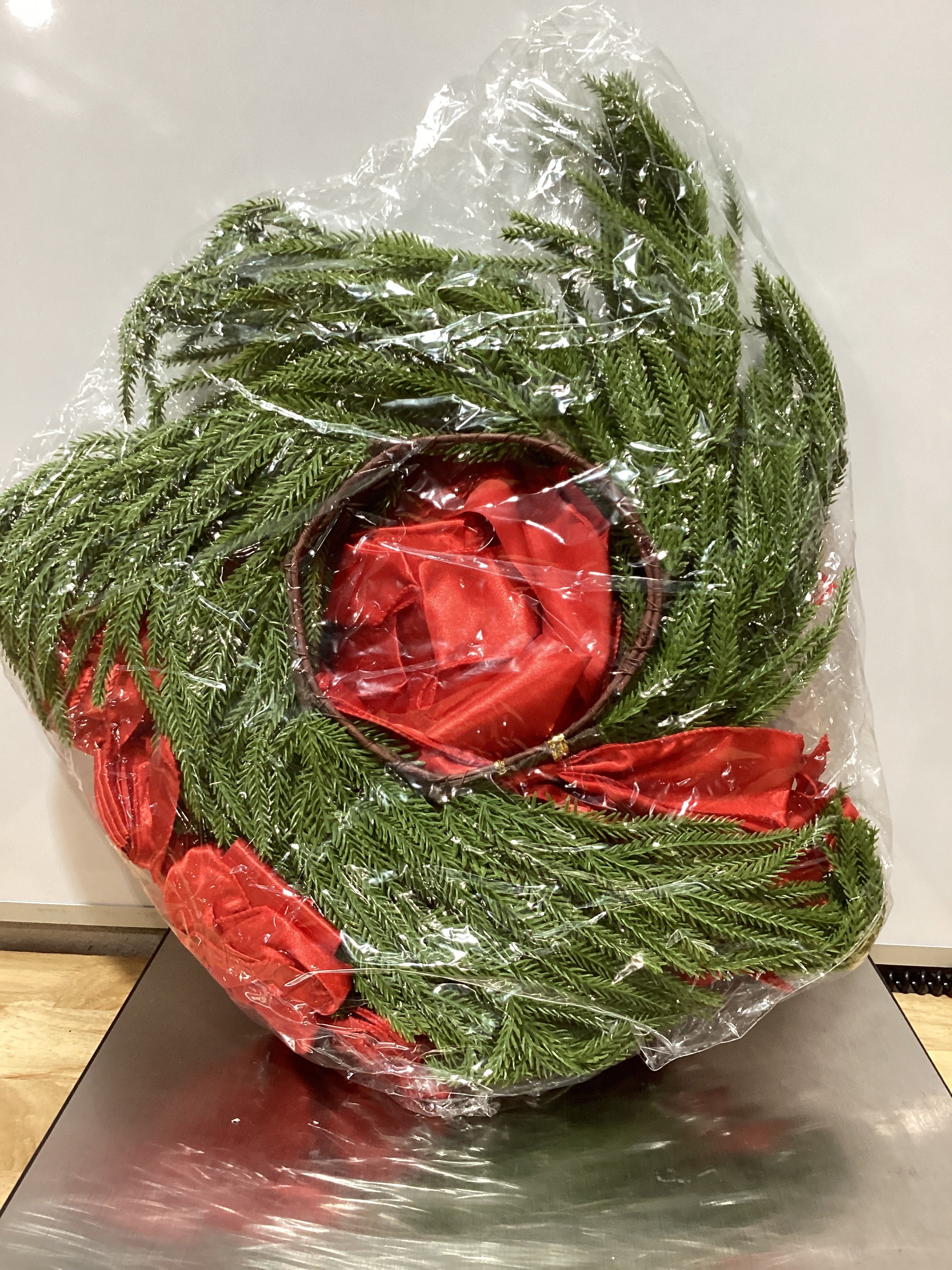 Crowye 12 Pcs Christmas Door Cabinet Bows and Kitchen Cabinet Wreaths Set Red Christmas Kitchen Ribbons Bows Xmas Mini Norfolk Wreath Hanging Decorations for Xmas Door Farmhouse Window Fireplace