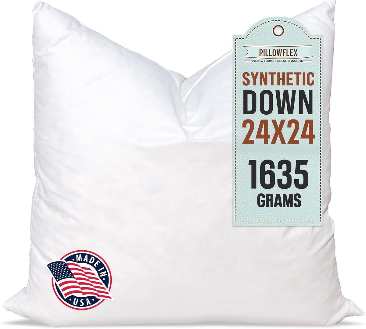 Relleno de almohada Pillowflex de plumón sintético - 24x24 pulgadas, alternativa al plumón, almohada europea grande, manta cuadrada ultrasuave, funda de almohada europea - 1 unidad decorativa