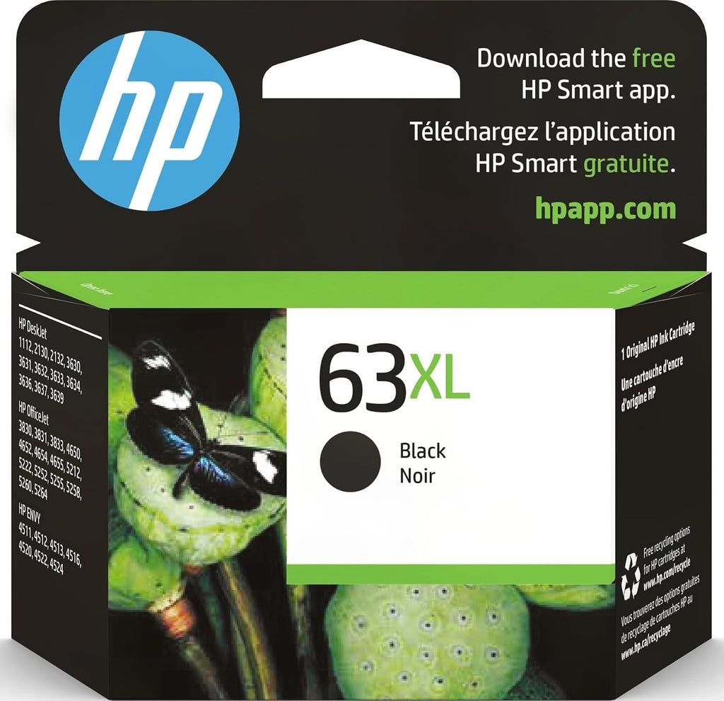 Cartucho de Tinta HP 63XL Negro de Alto Rendimiento | F6U64AN, Compatible con DeskJet, Envy y OfficeJet, Elegible Instant Ink