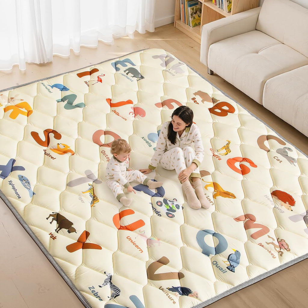 Alfombra de Juego para Bebés y Niños 79x71 pulgadas – Espuma Gruesa con Alfabeto de Animales