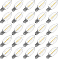Meconard Bombilla Luz Navidad C9 LED Reemplazo, 25 Pack Bombillas LED C9 Resistentes Rotura Luces Navidad Exteriores, Base Intermedia E17, Bombillas Navidad Grado Comercial, Blanco Cálido