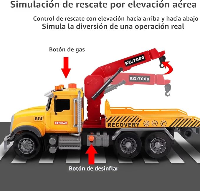Camión Grúa Dwi Dowellin 15" con Luces y Sonidos – Juguete para Niños 3-7 Años