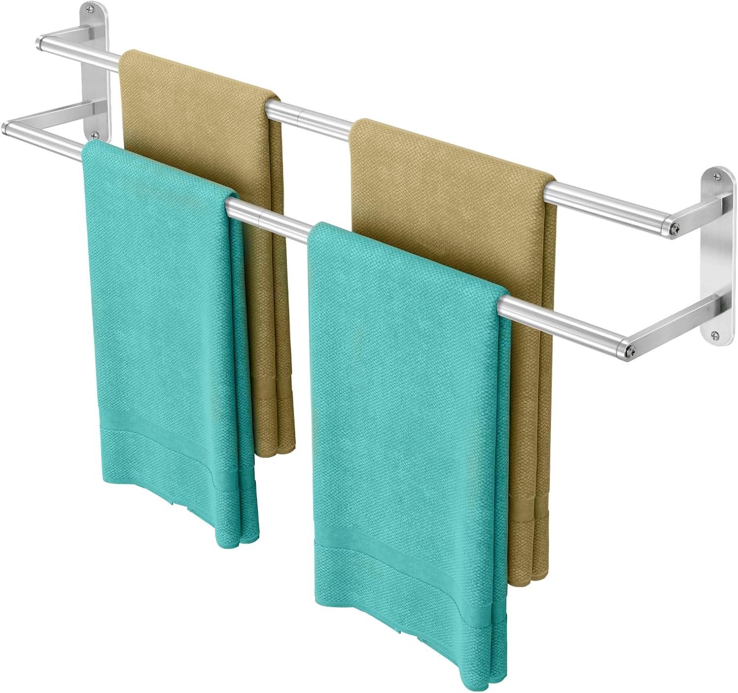 Toallero Doble de Pared 81 cm – Acero Inoxidable, Diseño Escalonado, Acabado Niquel Cepillado