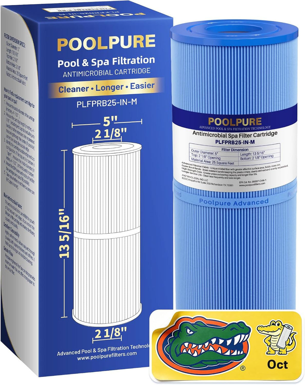 POOLPURE Antimicrobia PRB25-IN-M - Filtro de spa que reemplaza a Unicel C
