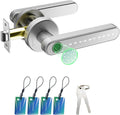 Cerradura de puerta biométrica Evanshow con huella dactilar y teclado de entrada sin llave, cerraduras para dormitorios, hogar, hotel, oficina y apartamento (color plata).