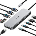 Estación de Acoplamiento para Computadora Acer 3 Monitores, Estación de Acoplamiento USB C 11 en 1 con 8K DP, HDMI 4K@60Hz, Datos 10Gbps, Hub Ethernet 1 Gbps, Entrega de Energía 100W, SD/TF, Adaptador Hub USB C Multipuerto