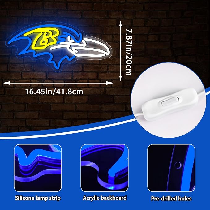 Letrero de neón de fútbol para decoración de pared, luz de neón de fútbol para hombre, cueva, sala de juegos, logotipo de rugby, letrero iluminado para dormitorio, bar, garaje, fiesta, regalos
