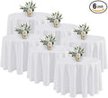 Paquete de 6 Manteles Redondos Blancos 70" – Tela de Poliéster Resistente a Manchas, Lavables – Bodas, Fiestas y Banquetes
