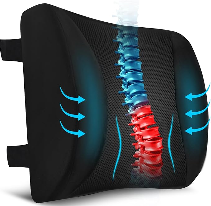 Niceeday Almohada de Apoyo Lumbar para Silla de Oficina y Coche, Cojín de Espuma Viscoelástica