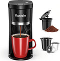 Cafetera pequeña de una sola porción, preparación rápida para K-Cup y café molido, tamaños de preparación de 6 a 12 onzas, cafetera de una sola taza con un botón, cafetera con recordatorio de descalcificación