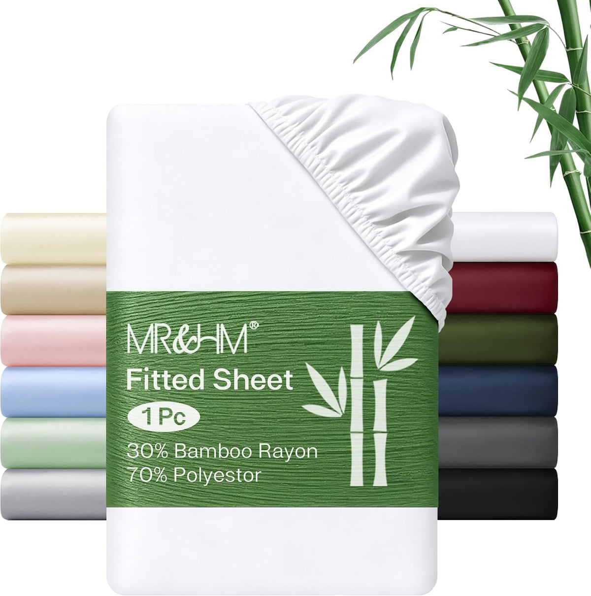 Sábana Bajera Ajustable Queen MR&HM – Bambú y Poliéster Ultrasuave, Transpirable, Bolsillo Profundo 38 cm con Elásticos
