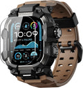 Funda resistente ULTIMAL con correa para Apple Watch de 49 mm, compatible con Apple Watch Ultra 3/2/1, cubierta protectora antigolpes de grado militar para iWatch Tactical Band para hombre (marrón café, 49 mm)