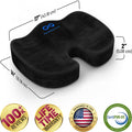 Everlasting Comfort Doctor Recommended Memory Foam Seat Cushion for Office Chairs & Car - Ergonomic Office Desk Accessories - Cushions for Tailbone Pain Relief, Sciatica (Black Upgraded, Large)