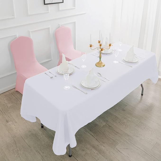 Mantel blanco de 60x120 - Resistente a las manchas y a las arrugas, lavable, mantel de poliéster para mesa, mantel decorativo para mesa de comedor, fiestas de bufé y bodas, blanco