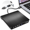 OTUO Unidad Externa de CD/DVD USB 3.0 y USB-C – Portátil, Alta Velocidad, Compatible con Windows y Mac