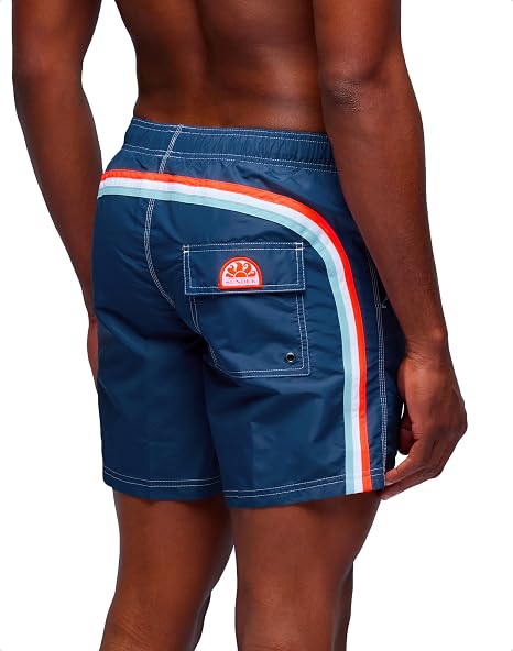 Talla M | SUNDEK Traje de baño con cintura elástica para hombre, traje de baño de 16 pulgadas de largo y 7.5 pulgadas de entrepierna