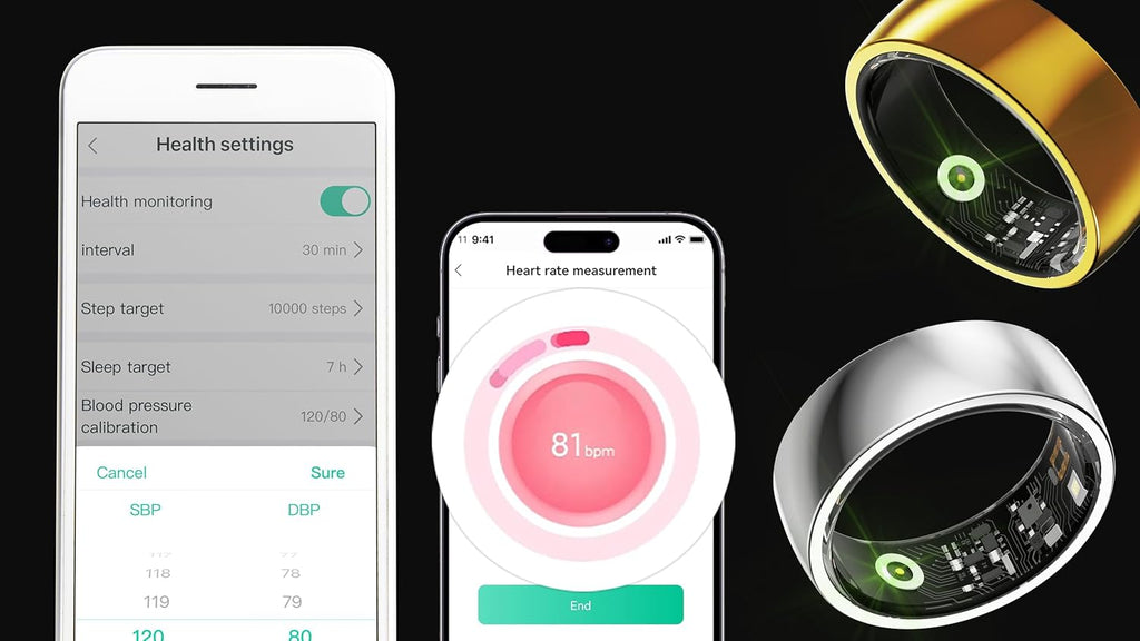 Anillo Inteligente para Mujeres y Hombres, Anillo Rastreador de Salud con Frecuencia Cardíaca, Oxígeno en Sangre, Presión Arterial, Anillo de Fitness Resistente al Agua