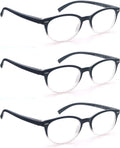 Gafas de lectura negras OLOMEE para mujer, bonitas, redondas, pequeñas, con graduación +1.50 para cabeza pequeña/rostro pequeño, gafas de lectura ligeras con bisagras de resorte cómodas, paquete de 3