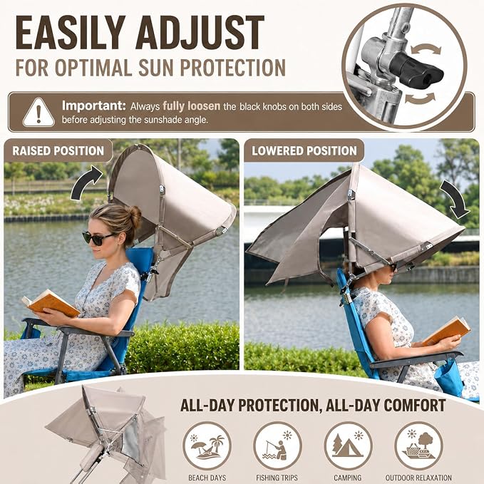 Sombrilla Universal para Silla con Pinza | Toldo Plegable Portátil UPF 50+ | Playa, Camping y Jardín