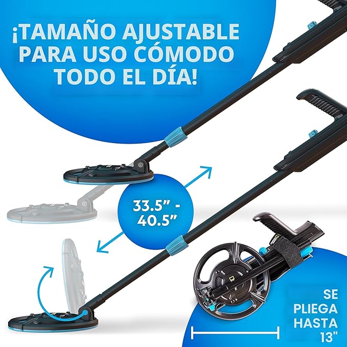 Kit de detector de metales para principiantes National Geographic para niños - Detector de metales para niños con espiral impermeable de 18.8 cm y pala, detector de oro ligero, detección en la playa