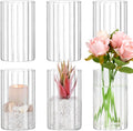 6pcs Glass Cylinder Vases for Centerpieces, 4 Inch Small Clear Glass Flower Vases Floating Candle Holder Vase for Wedding Birthday Party Decoration Home Table Decor