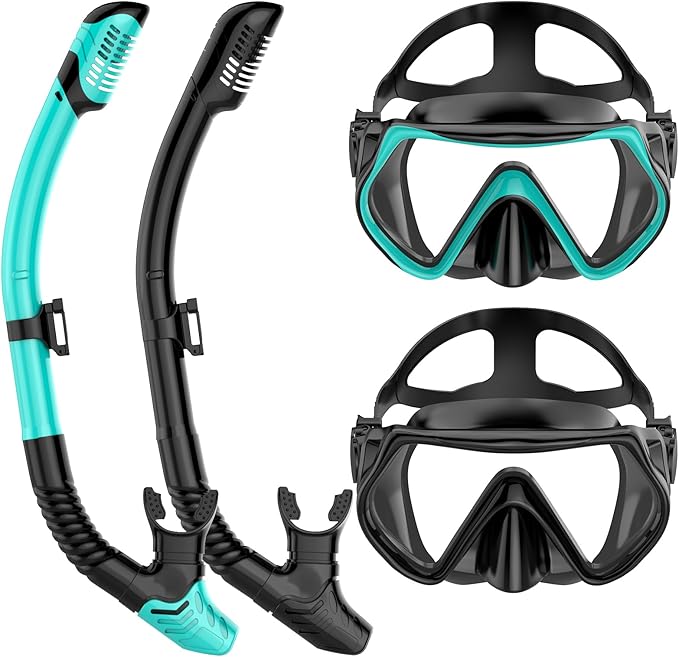 Kit de Snorkel para Adultos | Máscara Panorámica Antivaho, Tubo Dry-Top, Vidrio Templado Antifugas