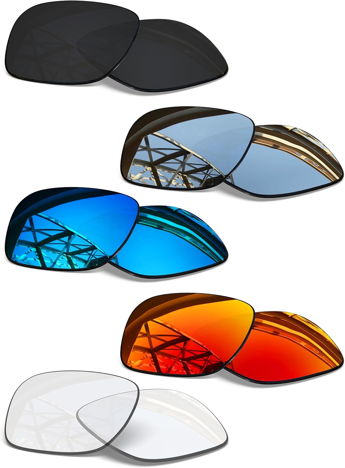 SmartVLT Set of 5 Men's Replacement Lenses for Ray-Ban Meta Wayfarer RW4008 & Gen 2 RW4012 (53mm) Smart Glasses, UV Protection, Anti-Scratch