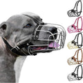 Bozal para perro Pitbull de BRONZEDOG con máscara de metal y cesta de alambre Amstaff. Correas de cuero ajustables para perros grandes (acero). 