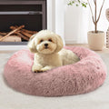 Cama relajante JOLLYVOGUE para perros y gatos pequeños de interior - Cama tipo donut lavable de 50 cm para gatitos y cachorros, camas redondas de felpa suave y antiestrés para mascotas (hasta 6,8 kg, rosa oscuro)