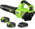 YOOVL Cordless Leaf Blower - 650 CFM, 3-Speed, 2x 20V 5.2Ah Batteries & Fast Charger Included, 150-Min Runtime, Adjustable Shoulder Strap - For Lawn, Patio, Snow, Dust