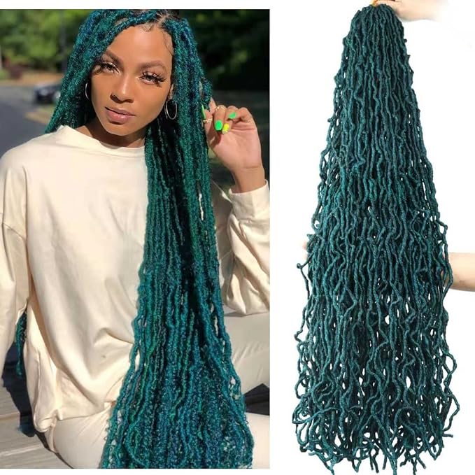 36 Pulgadas Locs Suave Crochet Pelo Pre Bucle 6 Paquetes Super Largos Faux Locos Trenzas de Crochet Goddess Locs Dreadlocs Pelo Sintético para Mujeres Negras (M1B/Dgreen, 36 Pulgadas 6Pack)