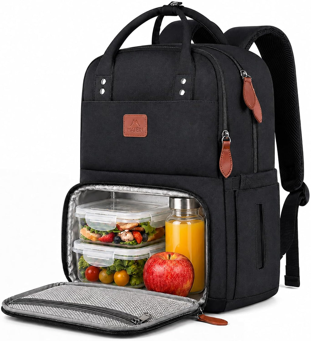 MATEIN Mochila de Trabajo para Mujer | Cooler con Compartimento para Almuerzo | Para Laptop 15.6 pulgadas | Resistente al Agua | Universidad, Camping y Picnics