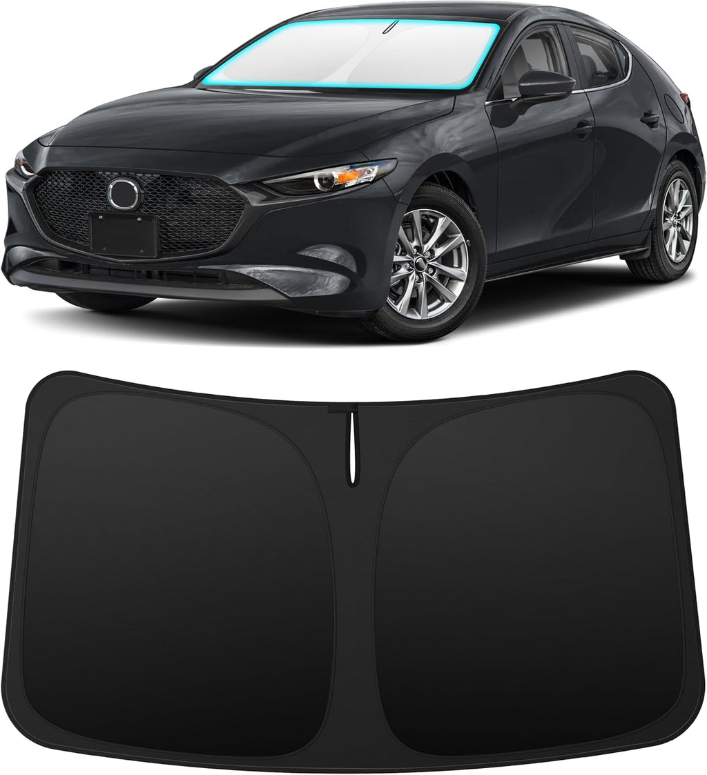 Accesorios INSAUTO: Parasol para parabrisas a medida para Mazda 3 2019-2026, parasol plegable para ventana delantera, reflector UV y de calor, mantiene el interior fresco, incluye bolsa de almacenamiento.