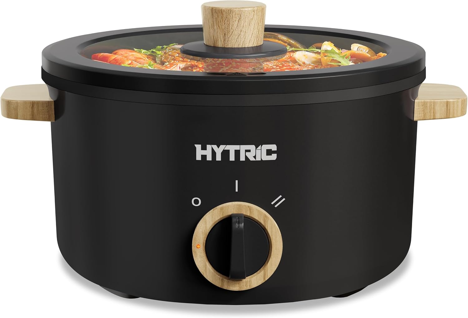 Hytric Electric Hot Pot - 2.5L, Dual Power (300W/700W), Non-Stick Coating, Overheat Protection, Detachable Cord - Portable Ramen Cooker for Dorm, Office, Camping, Travel (Black)