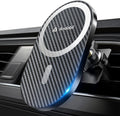 Soporte magnético para coche andobil mejorado para Magsafe Car Mount Pro [Imán más potente, compatible con teléfonos grandes] Soporte magnético para teléfono con rotación de 360° para rejilla de ventilación del coche para iPhone 17 Pro (fibra de carbono)