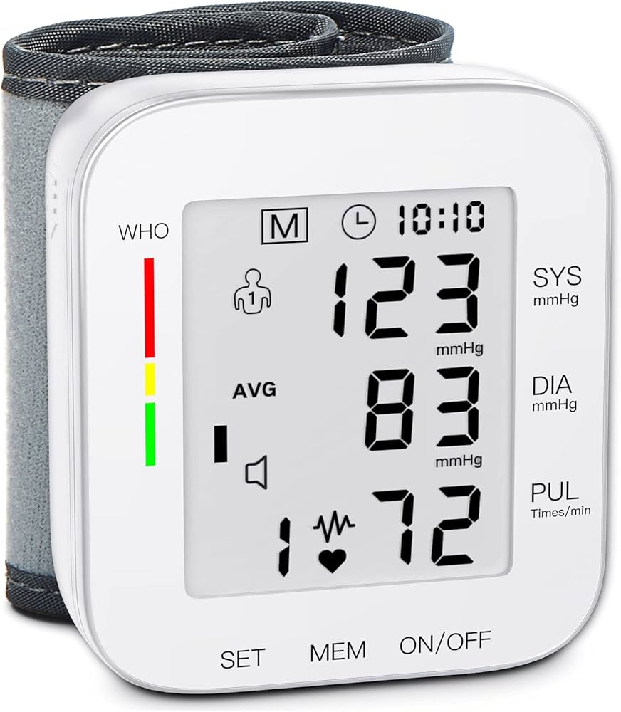 Tensímetro de Muñeca MMIZOO W1681 | Pantalla LCD Grande, Memoria 99x2 y Estuche | Uso en Casa