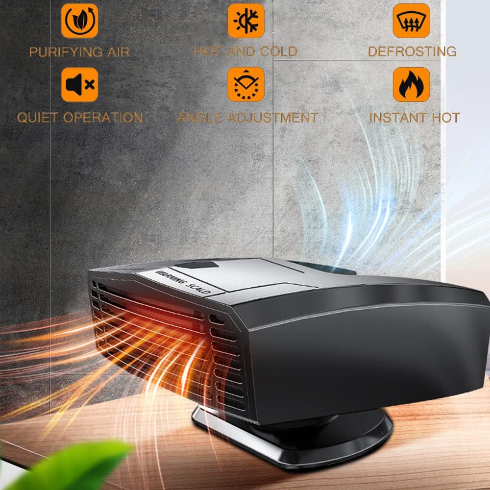 Calefactor Portátil para Auto 12V DEPY300 – 2 en 1 Calor y Ventilación, Desempañador de Parabrisas para Autos y SUV
