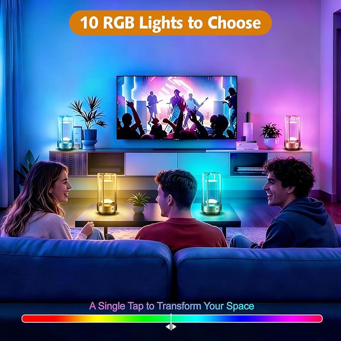 Lámpara de mesa portátil para interiores y exteriores: lámpara de escritorio recargable inalámbrica con 10 colores - Lámpara de ducha con regulable continuo