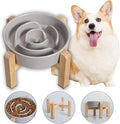 Plato Slow Feeder Cerámico para Perros Medianos y Grandes — Comedero Elevado Antideslizante Gris 8.26", Laberinto Moderno