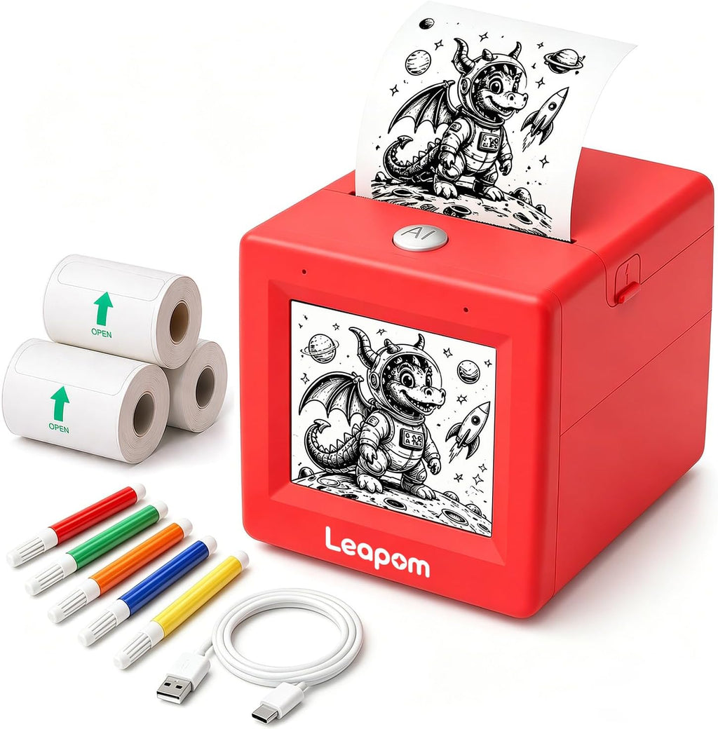 Máquina de Pegatinas con IA y Control por Voz – Mini Impresora Térmica 6 Modos para Niños