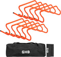 GHB Paquete de 10 vallas de agilidad de 8 pulgadas, vallas de entrenamiento de velocidad y agilidad, vallas resistentes desmontables, juego de equipo de entrenamiento con bolsa de transporte para niños, atletas, fútbol y baloncesto.