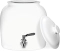 Geo Sports - Dispensador de agua de cerámica de porcelana, grifo de acero inoxidable, válvula y tapa incluidas. Se adapta a jarras de 3 a 5 galones (blanco sólido)