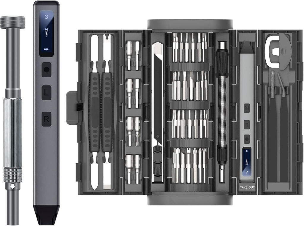 INCOMPLETO-Mini Destornillador Eléctrico UF-TOOLS 83 en 1 | Inalámbrico y Recargable con 71 Puntas, Luz LED y Tapete Magnético | Herramienta Profesional para Celular, Reloj, Cámara y Laptop