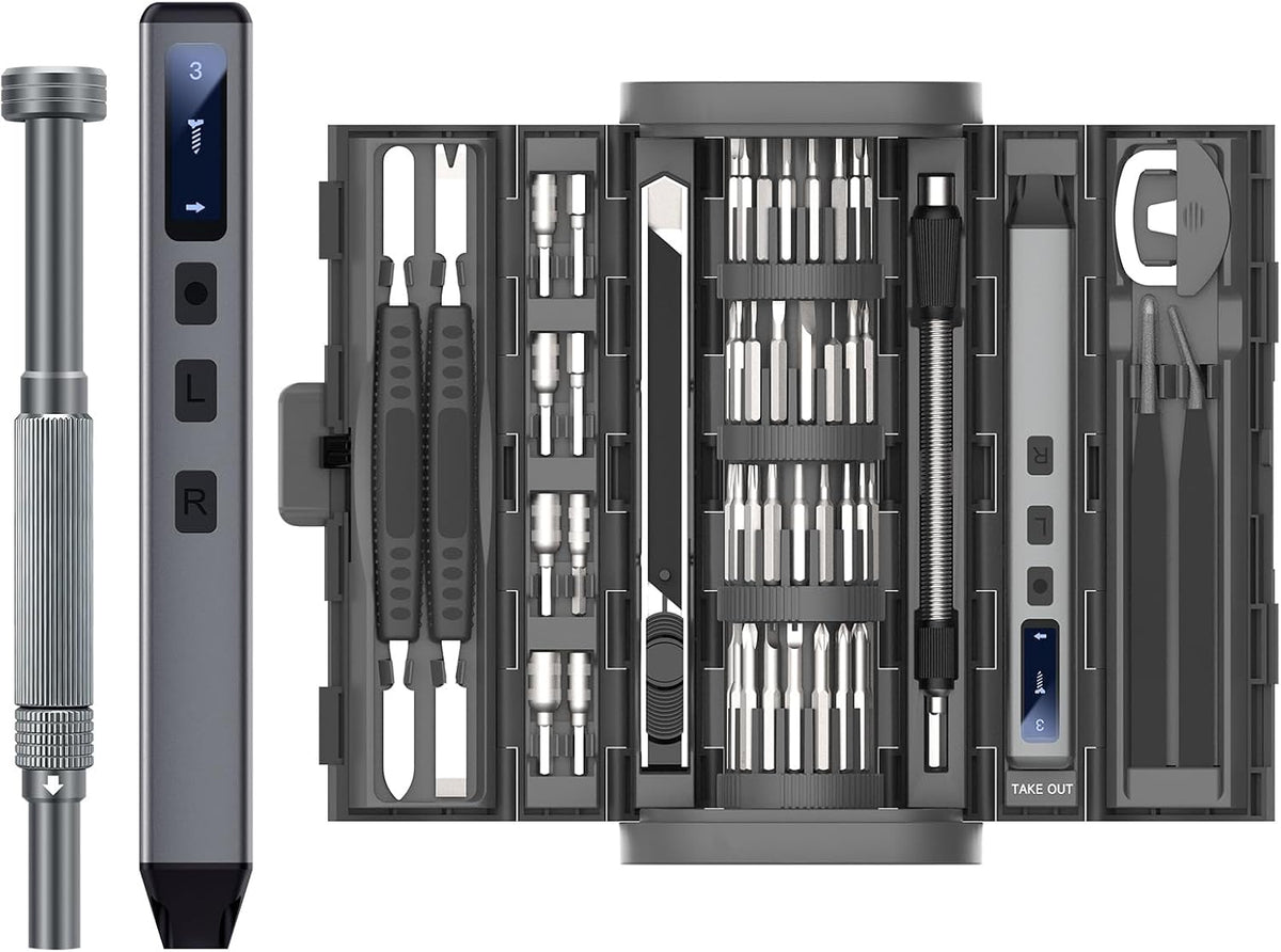 INCOMPLETO-Mini Destornillador Eléctrico UF-TOOLS 83 en 1 | Inalámbrico y Recargable con 71 Puntas, Luz LED y Tapete Magnético | Herramienta Profesional para Celular, Reloj, Cámara y Laptop