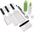 Juego de espátulas metálicas - Kit de accesorios para plancha - Espátula plana para parrilla, volteador de panqueques y hamburguesas - Utensilio metálico ideal para planchas de barbacoa - Accesorios para planchas de hierro fundido - Calidad comercial