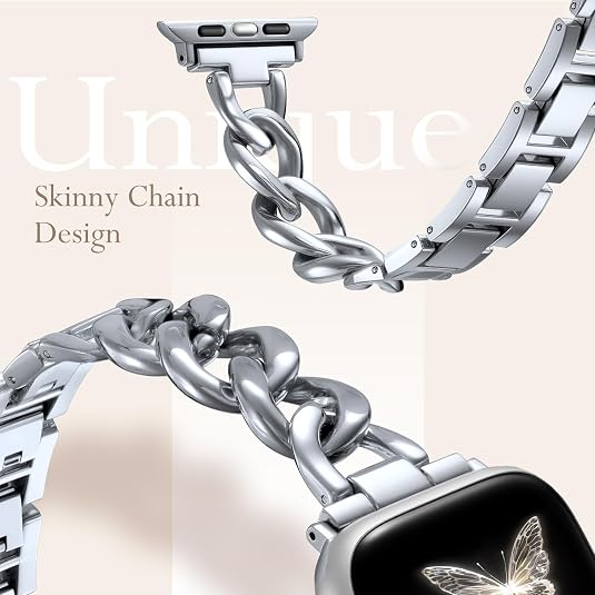 DaQin Gold Band Compatible with Apple Watch Bands for Women 40mm 38mm 41mm 42mm 44mm 45mm 46mm, Metal Chain Link Steel Replacement Accessories Bracelet for iWatch Bands Series 11 10 9 8 7 6 5 4 3 2 1