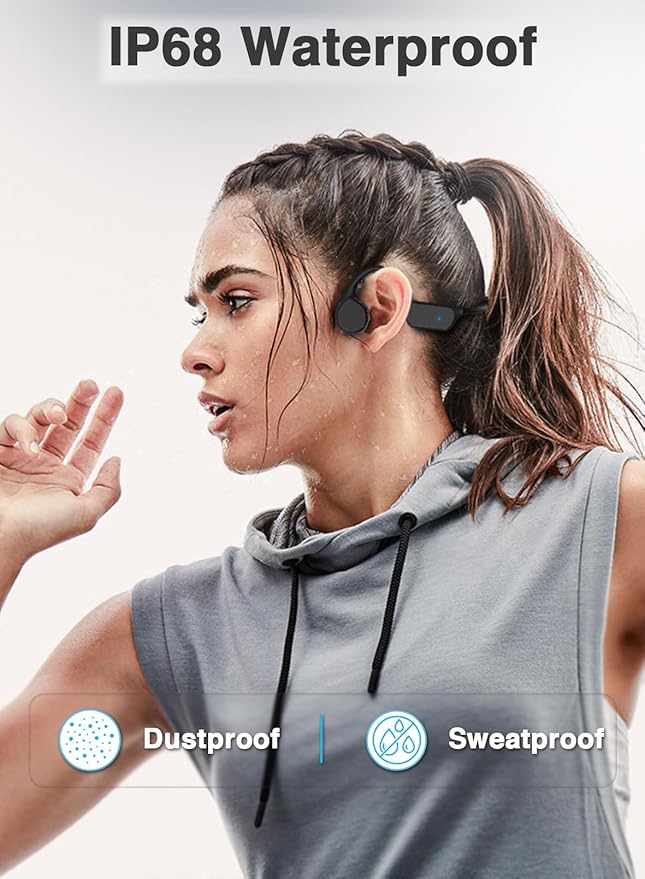 Audífonos de Conducción Ósea Laoziniu — Bluetooth 5.3, IPX8, 32GB Integrados, Para Natación y Deporte, Negro