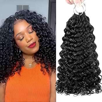 Extensiones Crochet Gogo Curl Knotless 18" – Cabello Humano Deep Curly Wave Natural Black 120g