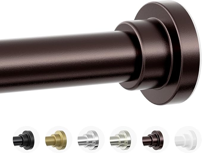 Mcrbeay Barra de cortina de ducha, barra de ducha resistente de 1 pulgada de diámetro, antideslizante, ajustable, de 28 a 74 pulgadas, sin taladro, barra de cortina de ducha