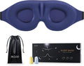 Antifaz de lujo MZOO para dormir de lado (hombres y mujeres), antifaz 3D sin presión ocular, diseño patentado que bloquea la luz, cubierta suave para los ojos ideal para viajar, color azul.